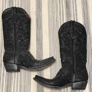 Black Embroidered Western Boots
